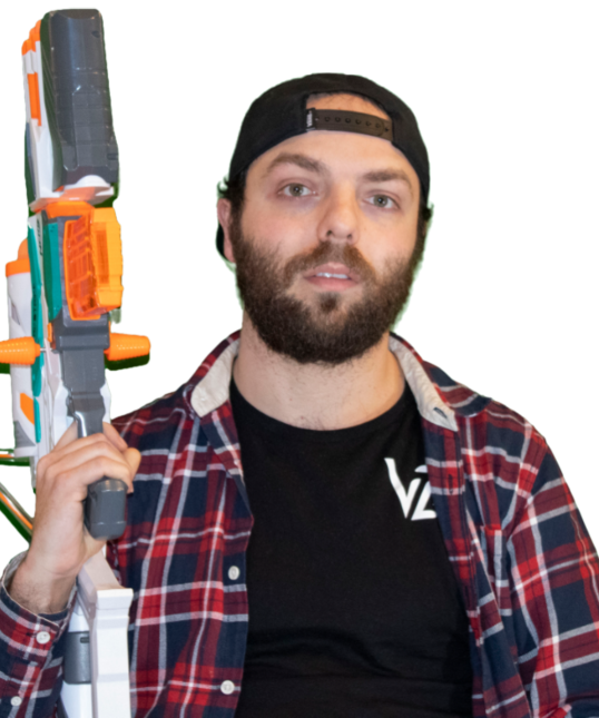 Enrico with a nerf and VR